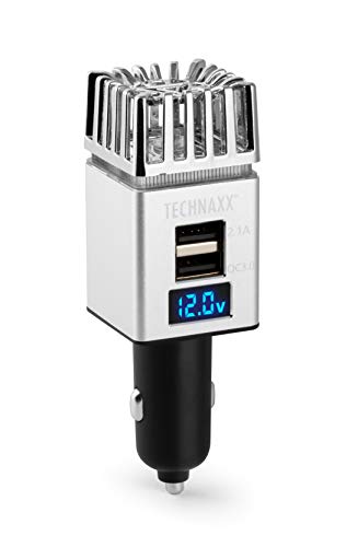 Technaxx Auto Luftreiniger Luftreiniger 12/24V 2xUSB, TX-130 in silber - 4854 - Erfrischen und reinigen Sie die Luft in Ihrem Auto & entfernen Sie Zigarettenrauch, Smog, Dämpfe, Gerüche aus dem Auto