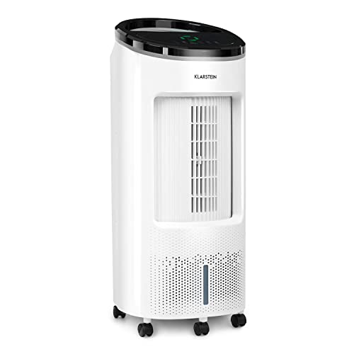 Klarstein Klimaanlage ohne Abluftschlauch, 5-in-1 Air Cooler, Leiser Ventilator, Luftbefeuchter & Nachtmodus, Mobiles Klimagerät mit Wasserkühlung, Luftkühler 7 Liter, 330 m³/h, Weiß