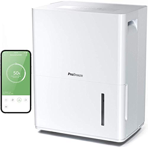 Pro Breeze Luftentfeuchter 30L/Tag mit App-Steuerung - Luftentfeuchter elektrisch mit WLAN-Verbindung, Feuchtigkeitssensor, Digitalanzeige, Timer, Ablaufschlauch - Gegen Feuchtigkeit, Schimmel