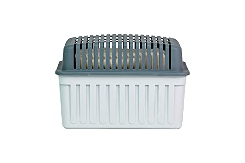 WENKO Luftentfeuchter Grau 1 kg - Raumentfeuchter, für Räume bis 80 m³, 23 x 15 x 15 cm, Hellgrau