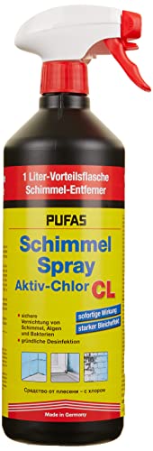 Pufas 5404000 Schimmelspray Antischimmelspray zum schnellen und gründlichen Entfernen von Schimmel, Grünbelägen, Stockflecken, Bakterien und Algen, 1L