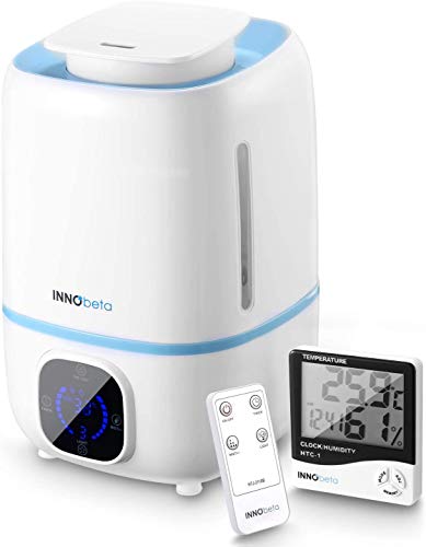 InnoBeta Fountain-3,0L Luftbefeuchter Baby Ultraschall, Cool Mist Raumbefeuchter, Fernbedienung + Thermometer Hygrometer Uhr