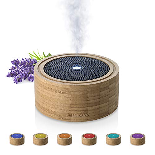 Medisana | AD 625 | Aroma Diffuser | Bambus | Raumerfrischer | Lufterfrischer | Duftlampe mit Timer | Raumduft elektrisch | Ätherische Öle Duftöle | Wellness-Licht in 6 Farben | 100 ml