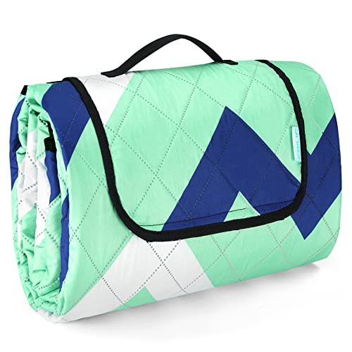 Ezilif Picknickdecke 200x200 cm, XXL Picknickdecke Wasserdicht Wärmeisoliert, Stranddecke Sandfrei, Faltbare Picnic Blanket mit Tragegriff, Picnic Decke Waschbar Outdoor Campingdecke für 6-8 Personen