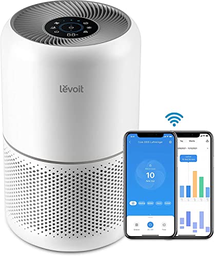 LEVOIT Luftreiniger Allergiker mit H13 HEPA Luftfilter gegen 99,97% von Schimmel Staub Pollen, Luftqualitäts-Feedback & Automodus, CADR 195m³/h für Raucherzimmer, Air Purifier 22dB Schlafmodus Timer