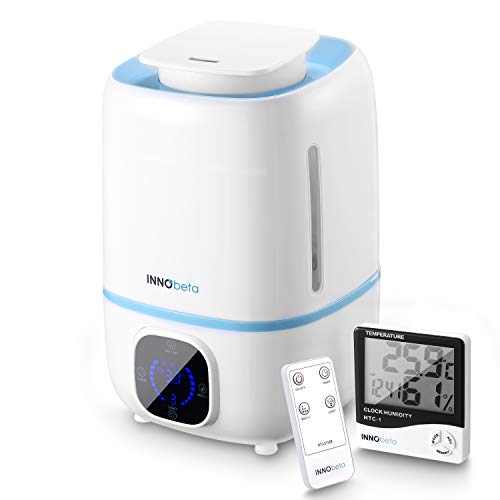 INNObeta Luftbefeuchter Fountain 3,0L, Ultraschall Raumbefeuchter für Baby Schlafzimmer Kinderzimmer Wohnzimmer Pflanzen, Humidifier mit Hygrometer, Timer, Fernbedienung (Filter Separat Erhältlich)