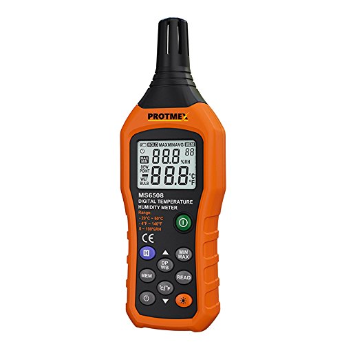 Protmex Feuchtigkeitsmesser Digitales Wasserdichtigkeitsmesser Thermometer für Industrie MS6508