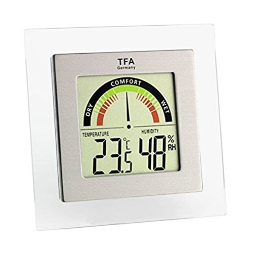 TFA Dostmann 30.5023 Digitales Thermo-Hygrometer, farbige Komfortzonen, gesundes Raumklima, Innentemperatur, Luftfeuchtigkeit, L 88 x B 17 -41 x H 87 mm