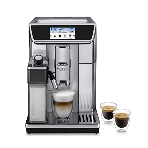 DeLonghi ECAM650.75MS Prima Donna Elite Kaffeevollautomat, Edelstahl, TFT Touch-Screen-Farbdisplay,15 bar Pumpendruck, silber, 470 x 260 x 360 mm
