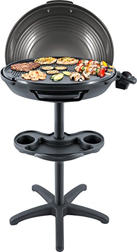 Steba VG 325 Elektro BBQ-Grill | XXL Grillplatte 48 cm Durchmesser | Deckel mit Scharnier | stufenlose Temperaturregelung | Low-Fat: Bratfl?ssigkeit l?uft in eine Auffangschale ab | 2000 W