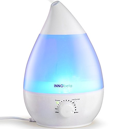 Luftbefeuchter, Ultraschall Cool Mist mit Filter für Babys, Kinder, Die Ganze Nacht Hindurch, Leise, Automatische Ausschaltung,langlebig, InnoBeta Waterdrop 2,4 Liter 7-farbige LED-Lichter (bis 35m²)