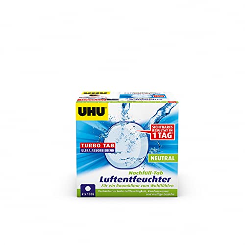 UHU Luftentfeuchter Ambiance Nachfülltabs, Bekämpft Feuchtigkeit und Schimmel in Wohnräumen von bis zu 10 m³, 2 x 100 g, neutral