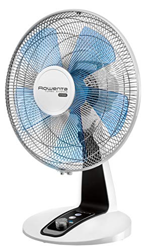 Rowenta VU2630 Tischventilator Turbo Silence Extreme, Ventilator, 4 Geschwindigkeitsstufen, 40 W, silber, schwarz, grau und weiß