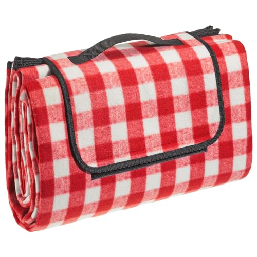 CelinaSun Picknickdecke XXL 200x200 cm kariert rot Schaumstoff Polsterung PEVA Unterseite wasserabweisend mit Tragegriff