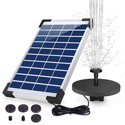 AISITIN Solar Springbrunnen 5.5W Eingebaute 1500mAh Batterie Solar Teichpumpe Wasserpumpe Solar Schwimmender Fontäne Pumpe mit 6 Fontänenstile für Vogelbad/kleinen Teich/Garten/Wasserzirkulation