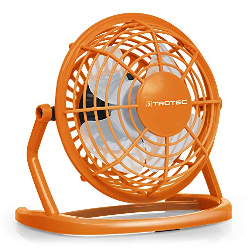 TROTEC TVE 1O Mini USB Ventilator/Fan/Lüfter Pumpkin Orange, geräuscharm mit An/Aus-Schalter, 360° Neigungswinkel