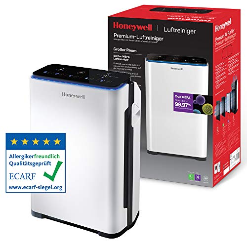 Honeywell Premium-Luftreiniger (True HEPA, Allergie, Luftqualitätssensor, CADR 204 m3/h, 4-stufige Filtrierung) HPA710WE